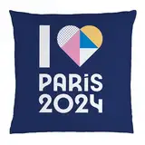 OMYDREAM Bedrucktes Kissen, 100% Polyester, Paris 2024, Olympische Spiele, Herzen