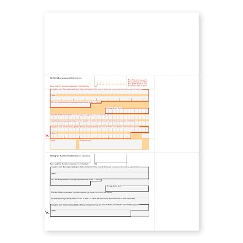Litfax – SEPA Überweisung Zahlschein für WinBankformular, Format: DIN A4, Quittungs-Talon links, 1-fach ohne Durchschlag (100 Stück)
