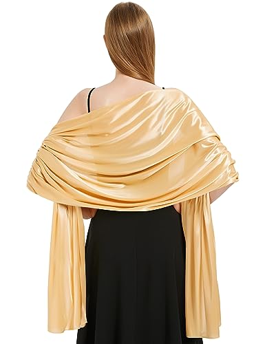 Xnova Stola damen Festlich 200 * 70 cm, Chiffon Schal Shawl Multifunktionstuch Leicht, Elegant übergroßen Schultertuch Chiffontücher für Abendkleid (Gold)