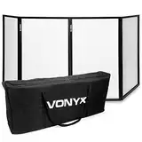 Vonyx DB2 DJ Screen, Verkleidung für DJ Pult inkl. Tasche, zusammenklappbarer und mobiler DJ Stand, 280cm x 120xm, Booth, mit integrierter Leinwand für ein professionelles Bühnenbild, Weiß