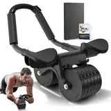 Bauchroller Bauchmuskeltrainer Roller, Automatische Rebound-Bauchrolle Für Bauchmuskeltraining, Bauchtrainer Ab Roller mit Kniematte, Ab Wheel mit Ellbogenunterstützung und Stabilen Doppelrädern