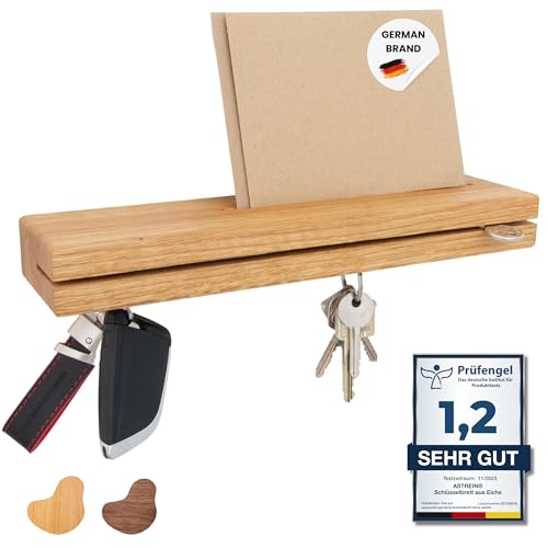 ASTREIN® | Schlüsselbrett aus Holz | Magnetisches Schlüsselbrett | Schlüsselaufbewahrung aus Eiche | Schlüsselhalter mit Ablage | Key Holder | XXL Ablage