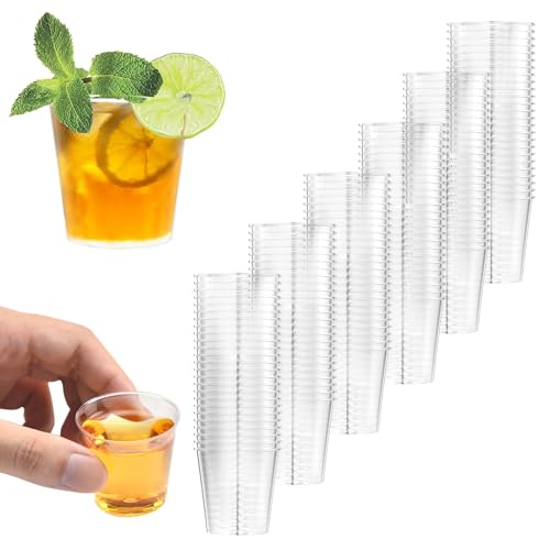 Magrimaxio 150 Stück schnapsgläser plastik, 3cl/30ml shotgläser, Shot Becher aus PS Material, schnapsbecher, pinnchen Gläser, transparente plastikbecher, shotbecher, für Verkostung, Partys