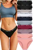 FINETOO 10er Pack Baumwoll Slips Damen Atmungsaktive Unterwäsche Logo Sportunterwäsche Weich Sexy Unterhosen Reizwäsche Sportgürtel Bikini Mehrpack S-XL