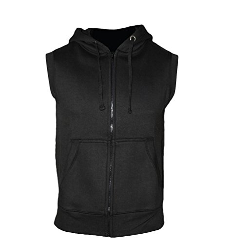 ROCK-IT Apparel Zipped Hoodie ärmellos für Herren Sleeveless Fitness Kapuzenpullover Männer Sweater Trainingsweste Sweatshirt Tank Top S-4XL Farbe Schwarz X-Large