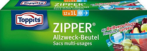 Toppits Zipper Allzweck-Beutel 1 Litre Transparent, 12 Stück