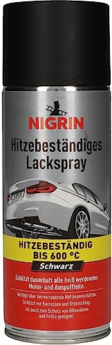 NIGRIN Lackspray, 400 ml, mattschwarzer Autolack, hitzebeständig, schützt Motor und Auspuff vor Rost, schnell trocknend, schwarz