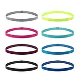 VEGCOO 8 Sport Stirnband Dünn Antirutsch Elastische Stirnbänder Sport Haarband Dünn Rutschfest Geeignet für Jungen Mädchen Und Kinder(fluoreszierendes grün,rosenrot,kieferngrün,königsblau)