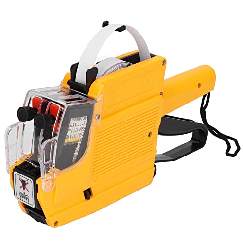 Preisschild -Waffe, 10 Ziffern 2 Zeilen Preisbezeichnungshersteller, Double Line Paper -Label -Preispreis mit Etiketten und Tintenrolle, für den Einzelhändler, Supermarkt (YELLOW)
