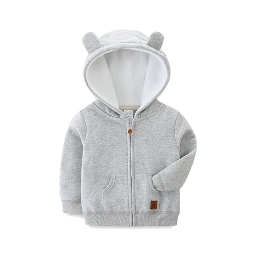 KIDDLETOWN Baby Kapuzenjacke Baby Hoodie Reißverschluss Warme Kinder Cartoon Bär Outwear Unisex Hooded Sweater Jacket Jungen Mädchen Baumwolle Kapuzenpullover 0-24 Monate
