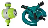 Sprinkler mit Zeitschaltuhr Kreisregner dreiarmiger Kreis-Rasensprenger 15-120 Min. 15° -45° Sprühwinkel wählbare Geschwindigkeit Sprinkleranlage automatische rundum Bewässerung Garten Schaltuhr