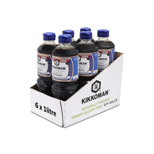 Kikkoman Tamari Glutenfreie Sojasauce, 1 Liter, 6 Stück, natürlich gebraut