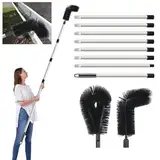 Gemsaya 310cm Dachrinnenreiniger, Dachrinnenreinigungswerkzeuge mit 8Pcs Teleskopstiel, Tragbares Dachrinnenbürste, Dachrinnenreinigungsbürste zum Reinigen von Blättern, Schmutz, Fenstern, Dachrinnen