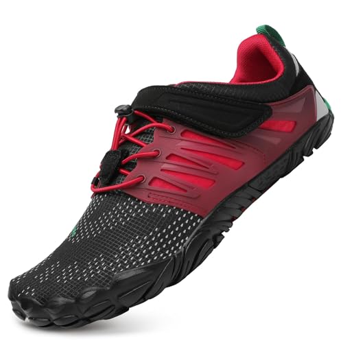 SAGUARO Barfußschuhe Herren Fitnessschuhe Damen Barfussschuhe Schnell Trocknend Traillaufschuhe rutschfest Unisex Aquaschuhe Atmungsaktiv Leicht Sommer Outdoor Wasserschuhe Rot 41 EU