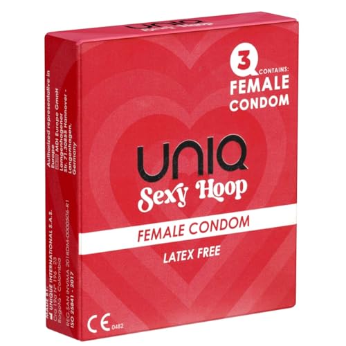 UNIQ Sexy Hoop Frauenkondom, Slip, latexfreie Frauenkondome mit Ring, diskret, keine Unterbrechnung beim Vorspiel, Einheitsgröße, Kondom für Frau, 1 x 3 Stück