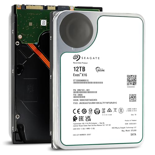 Seagate Exos X16 Enterprise Class 12TB interne Festplatte HDD, 3.5 Zoll, Modellnr.: ST12000NM001G (Generalüberholt)