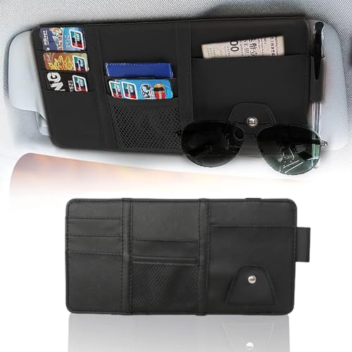 INGJIA Auto Sun Visor Organizer Auto Interieur Leder Zubehör Aufbewahrungstasche Beuteltasche Tasche für Kartenlizenzschlüssel Handy Rechnung Dokument