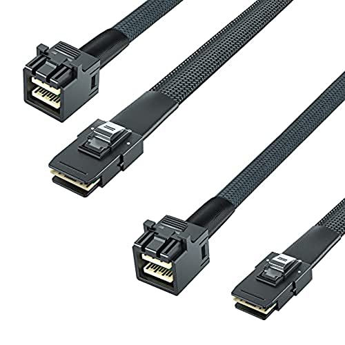 10Gtek® [2 Stück Mini SAS SFF-8643 zu SFF-8087 Kabel, Internal Mini SAS HD to Mini SAS Cable, 0.5-Meter(1.65-ft)