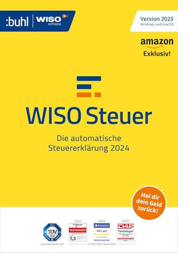 WISO Steuer 2025 (für Steuerjahr 2024)|Für Windows, Mac, Smartphones und Tablets|frustfreie Verpackung | Amazon Exklusiv