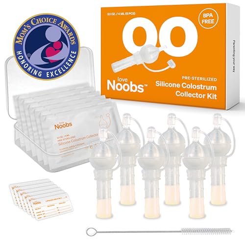 Preisgekröntes Kolostrum-Sammler-Set von LoveNoobs, Wiederverwendbare Kolostrum-Sammler mit Aufbewahrungskoffer, BPA-frei, aus 100% Silikon, 6 Stück à 4 ml