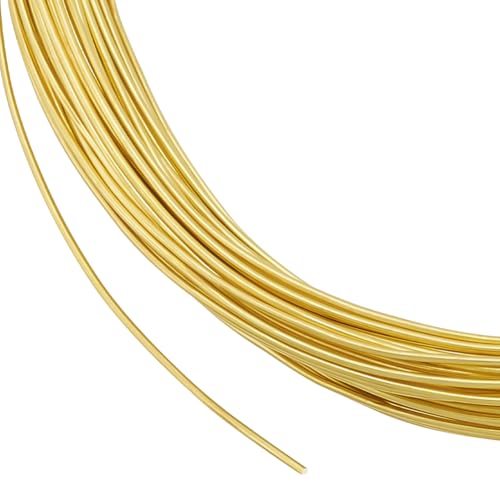 BENECREAT 20m 0.8mm Messing-Bastel-Schmuckdraht, Goldener Künstlerischer Wickeldraht, Anlaufgeschützter Runder Kupferdraht Für Schmuck, Perlen, Basteln, Herstellung von Ringen, Ohrringen
