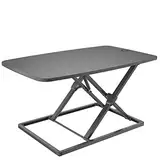 hjh OFFICE 802100 Sitz-Steh Schreibtischaufsatz VM-SA Alu 79,5 x 50 cm Aufsatz für Schreibtische, höhenverstellbar mit Gasfeder