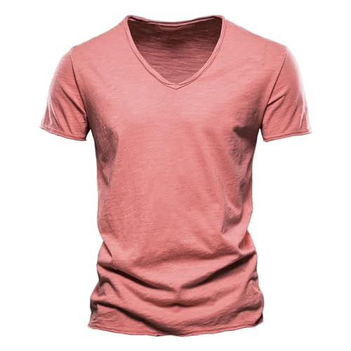 Herren Tee T-Shirt mit Rundhals-Ausschnitt | Herrenshirt Sommershirt Sportshirt Herren Arbeits T-Shirt Herren Langer Schnitt T Shirt Herren Lang WeißE Unterzieh T-Shirts Herren V Ausschnitt