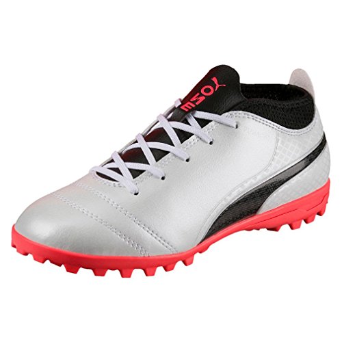 Puma Unisex-Kinder One 17.4 TT Jr Fußballschuhe, Weiß (White-Black-Fiery Coral), 37.5 EU