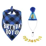 Hunde Geburtstag Hut Bandana Set, Hund Geburtstagsmütze, Hunde Geburtstags Bandana Mütze, niedlicher Hunde-Geburtstagsmütze und Bandana mit goldenen Zahlen für Welpenkatzenhaustie(blau)