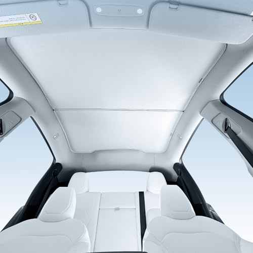 TOPABYTE Sonnenschutz Dach für Tesla Model Y Juniper 2025 Upgrade Sunshade Roof Autoglas Schiebedach Sonnenblenden Wärmedämmende Abdeckung Dachfenster UV-Schutz, Beige