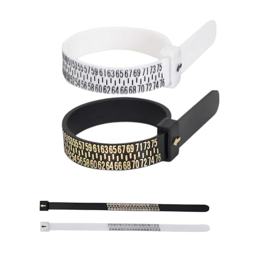 2 Stück Ringgrössenmesser,Ringmesser Finger,Ring Größenmesser,Ringgrößenmesser,Ringmaßband,Ring Sizer,Ring Messer Finger,für die Messung der Fingergröße,Fingerumfang,Schwarz und Weiß