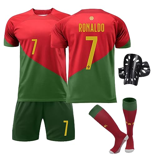 Sternstunde Trikot Sets Kinder, Hause/Auswärts Fußballtrikot für Kinder,Herren Jungen Fussball Jersey Football Trikots, Sportshirt Junge Football Training Tshirts Shorts und Socken Anzug (24, Rot)