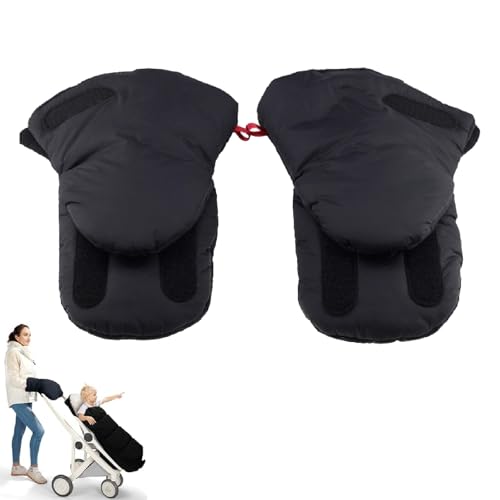 Handschuhe Kinderwagen, Handwärmer Kinderwagen, Kinderwagen Schaukler, Warme Hände Wasserdicht Winddicht Schneebedeckt Universalgröße Handmuff Kinderwage für Buggy, Radanhänger(Schwarz)