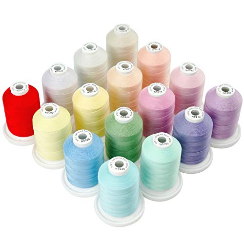 New brothread 16 Pastell Farben Mehrzweck 100% Mercerisierte Baumwollfaden 30WT (50S/3) 600M zum Quilten, Nähen und Sticken