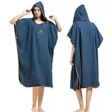 Hiturbo Mikrofaser Handtuch Poncho, Umziehhilfe Strand, Surf Poncho Herren und Damen Changing Robe, Einheitsgröße Warmer Mantel mit Kapuze, Umkleidehilfe Surfen, Schwimmen