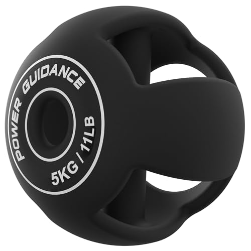 POWER GUIDANCE 3 in1 Krafttraining - Kurzhantel, Langhantel & &Medizinball, Erreichen Sie die Spitzenleistung beim Training und minimieren Sie gleichzeitig den Druck auf die Gelenke (Schwarz-5 kg)
