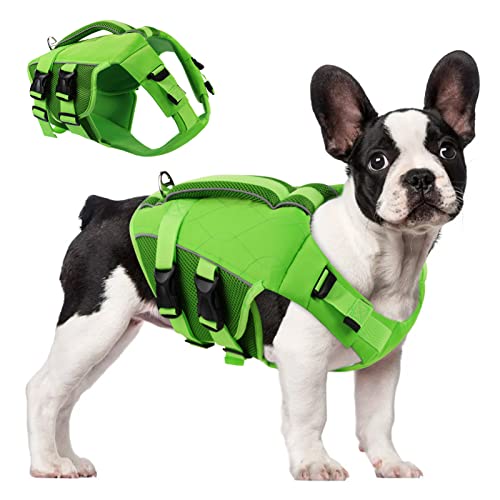 ASENKU Schwimmweste Hund Mittel M,Verstellbar & Ripstop Hundeschwimmweste,Rettungsweste für Hunde mit Griff und Reflektierend, Hunde Schwimmweste für Chihuahua,Dackel,Französische Bulldogge, Labrador