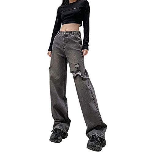 QWUVEDS Herren Jeanshosen Mit Löchern Jeanshorts Hosen High schlank Frauen Tiefenfärbung Taille Summer Sexy-Hosen Tumbler Kleidung Mädchen
