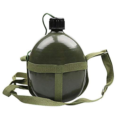luckything 1/1,5/2 / 2,5/3 L Feldflasche Wasserflasche Trinkflasche Trinkbecher, Militär Sport Armee Kantine Radfahren Außenflasche Militär Kochgeschirr Camping Wandern Außenstehende Aluminium