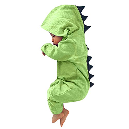 HWTOP Baby Junge Mädchen Jumpsuit Dinosaurier Kapuze Strampler Romper Outfits Bekleidungsset, Grün, 0-3 Monate