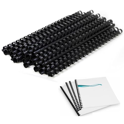 Binderücken Für Plastikbindung, 10 mm Durchmesser, Spiralbinderücken, Spiralbinderücken Set, Kunststoff Bindekämme, Schwarz, Packung Mit 100 Stück, Bindekämme Aus Kunststoff, Plastikbinderücken