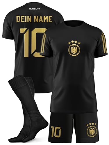 Deutschland Fußballtrikot personalisiert für Jungen & Mädchen – mit deinem Namen & Nummer – atmungsaktiv & leicht für EM 2024 Fans
