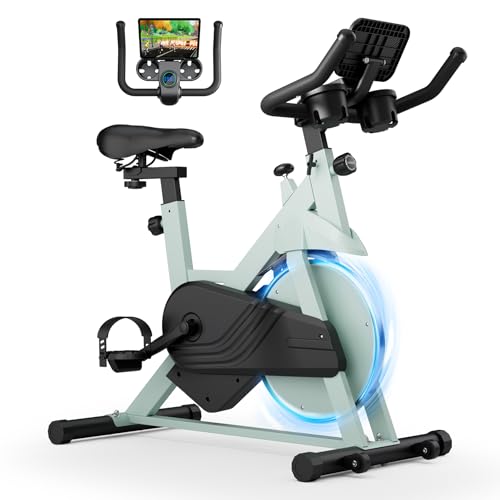 Superun Heimtrainer Fahrrad Superun mit Verstellbarem Magnetwiderstand, Ergometer Hometrainer Fahrrad Leises mit LCD-Monitor und App, Spinning Bike Indoor max 136kg