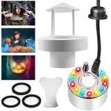 GOMETY 12 LED Ultraschall Vernebler, Mini Nebelmaschine Nebler,Metall Zerstäuber,Ultraschall-Nebelmacher,Mist Maker,Fogger Metallzerstäuber mit Adapter, für Teich,Aquarium,Garten,Halloween Pumpkin