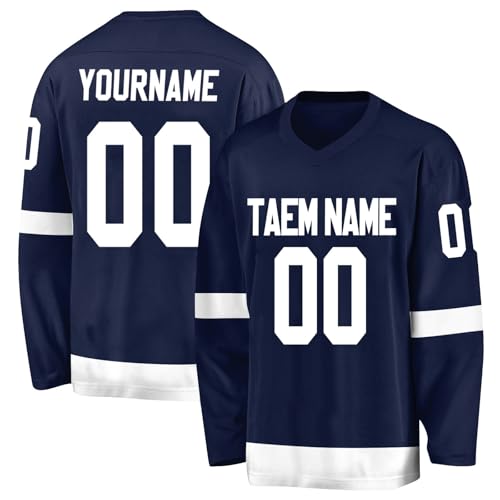 Personalisiertes Hockey-Trikot, gestalten Sie Ihr Hockey-Trikot mit Ihrem Namen/Team/Nummer, Marineblau 5, One size