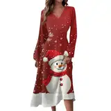 Damen Weihnachtlichem Kleid mit Weihnachtsmotiv Damen Kleider Weihnachten Weihnachtsrock Röcke für Weihnachten Weihnachten Partykleid Damen Weihnachtsmannkleid Damen Rot M