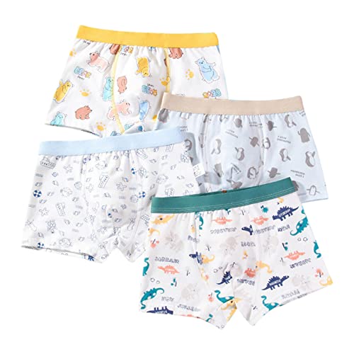 BOTCAM Kind Unterhose 98 Unterwäsche Niedlichen Dinosaurier Druck Unterhose Shorts Hosen Badehose Briefs 4 STÜCKE Kinderunterhosen (White, 5-7 Years)