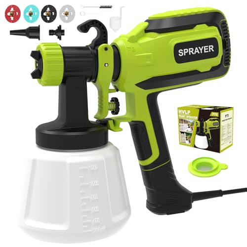 Farbsprühsystem 700W, HVLP Lackierpistole mit 4 Düsen & 3 Sprühmustern, Farbsprühsysteme Airbrushpistole zum Lackieren, Reinigen & Blasen, Einfach zu bedienen, für Möbel, Zäune, Wände UVM