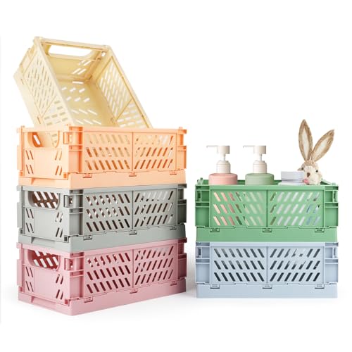 TOSAVGA 6 Stücke Klappbox, 25 * 16 * 10cm Körbchen, Klappboxen Faltbar Stabil, Klappkiste Groß, Klappkorb Faltbar, Klappboxen für Küche, Kinderzimmer, Büro, Aufbewahrungskiste