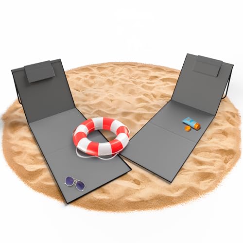 BigDean Strandliege 2er Set Strandstuhl klappbar leicht nur 1,3 kg - Strandmatte tragbar und gepolstert